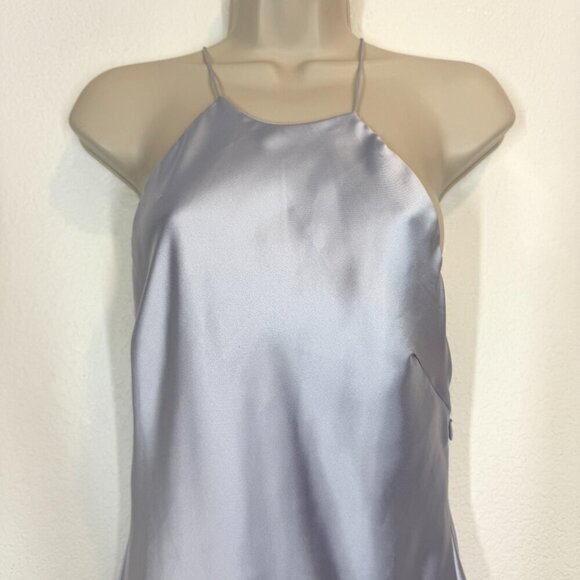 Zara Satin Slip Dress Spaghetti Straps Midi Blue Gray Size Medium - Picture 5 of 11